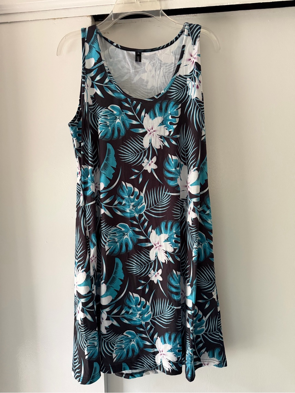 Sleeveless Teal Floral Swim Cover-Up Tunic